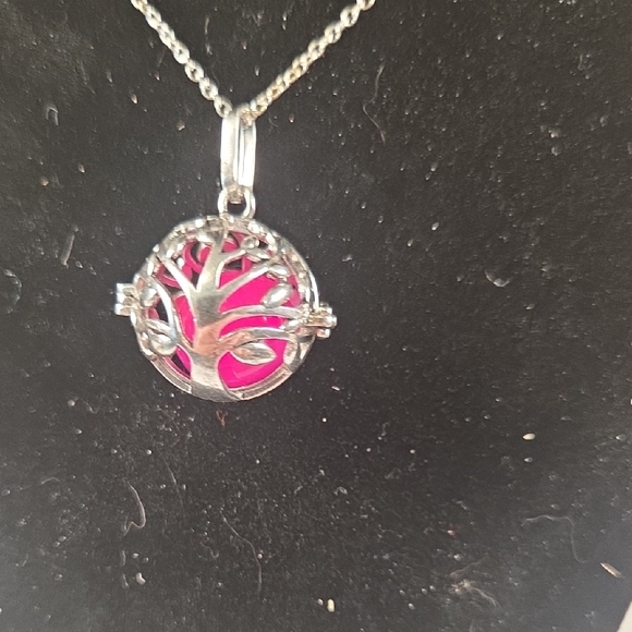 Jewelry - Silver and Pink Tree of Life Pendant Necklace